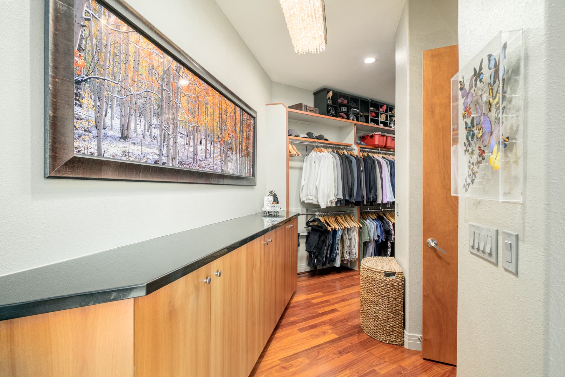 Walk-in closet with custom millwork